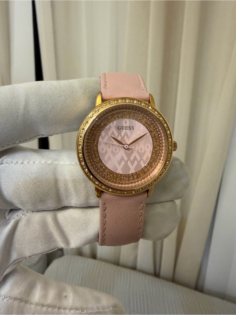 Guess Sparkling Pink Breast Cancer Awareness Ladies Watch W0032L7